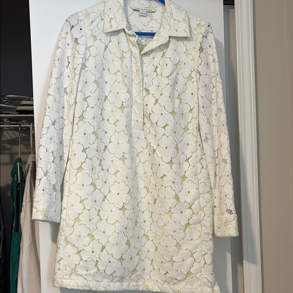 Diane Von Furstenberg Ivory Lace Blouse